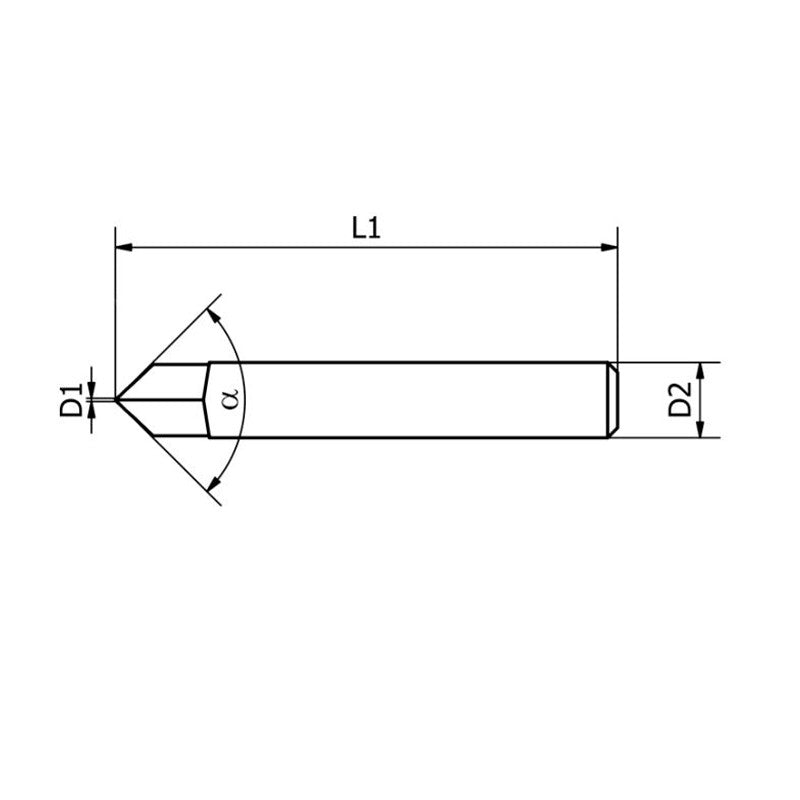 Multix Graver: fresa de carburo 0,2 mm Ø, mango 6 mm x longitud 40 mm, 1 f, ángulo 60°