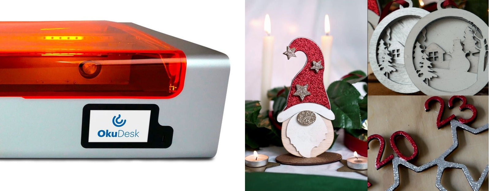 ¡Hora de decorar! Proyectos de Navidad de corte y grabado láser con OKU Desk