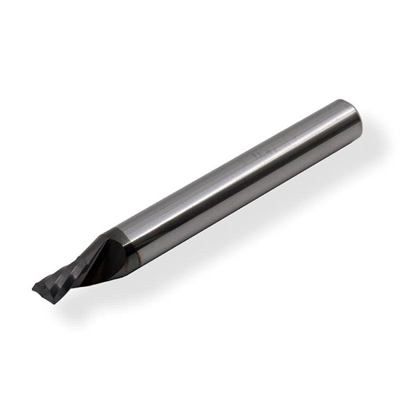 ALU Endurance Downcut CC : fraise carbure 2 mm Ø, queue 3 mm x longueur de coupe 3 mm, 1 dent, hélice négative