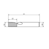 Gloss-Cut : fraise carbure 2 mm Ø, queue 3 mm x longueur de coupe 5 mm, 1 dent, hélice positive micropolie