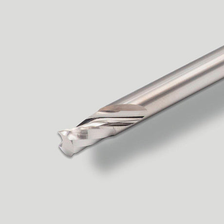 Gloss-Cut : fraise carbure 2 mm Ø, queue 3 mm x longueur de coupe 5 mm, 1 dent, hélice positive micropolie