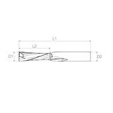 Endurance Downcut HPC : fraise carbure Ø 4 mm, queue 6 mm x longueur de coupe 16 mm, 2 dents, hélice négative