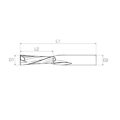 Endurance Downcut HPC: fresa de carburo 4 mm Ø, mango 6 mm x longitud de corte 16 mm, 2 f, hélice negativa