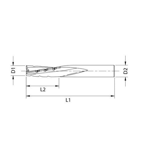 HPL-Cutter : fraise carbure Ø 8 mm, queue 8 mm x longueur de coupe 22 mm, 3 dents, hélice positive faible angle